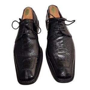 Mezlan Men's Platinum (Seager 885) Genuine Black Ostrich, 9.5 Medium